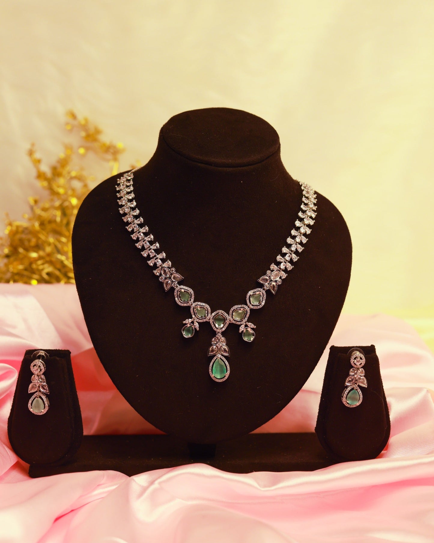 Suwarnikaa’s Mystic Aurora American Diamond Necklace set