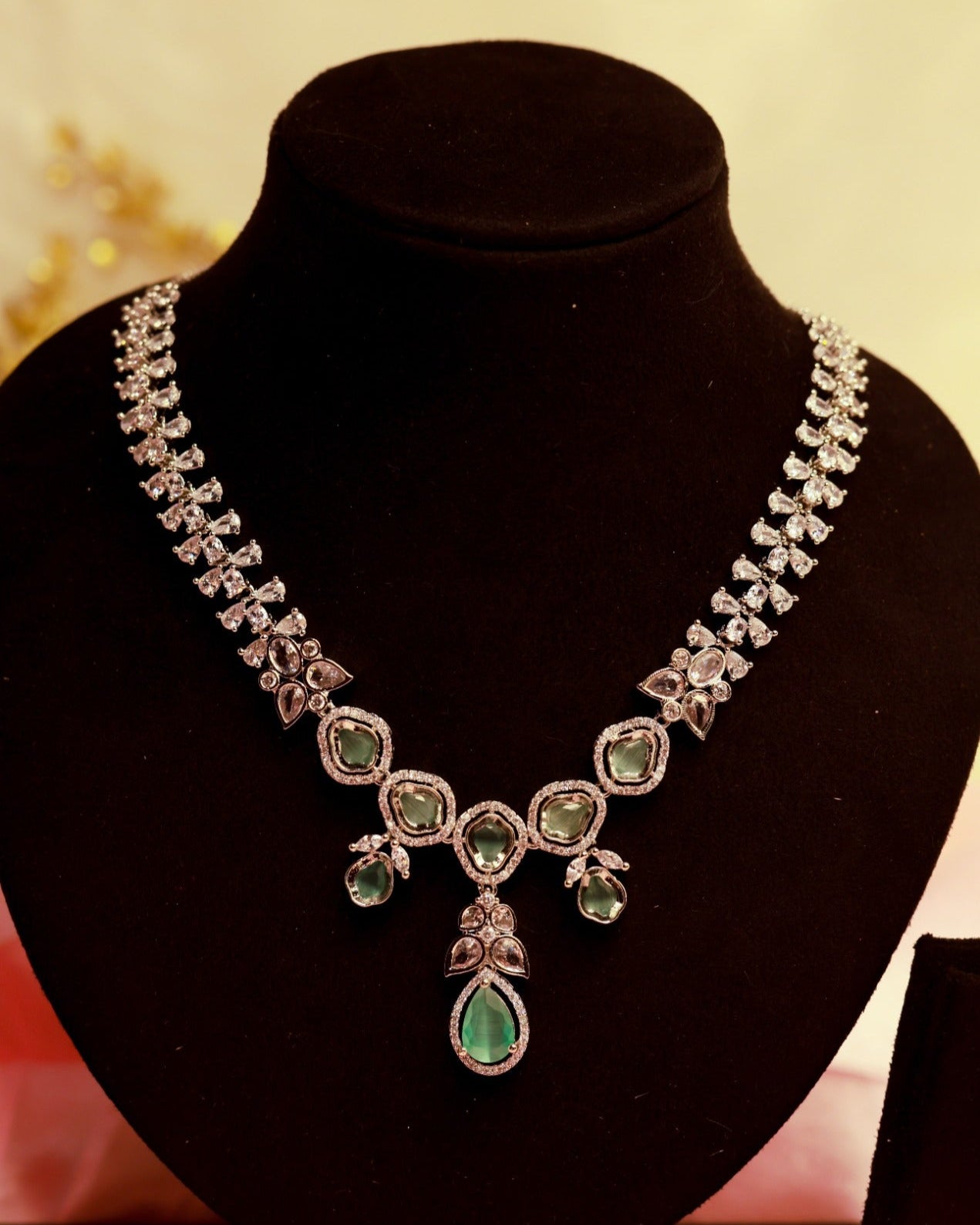 Suwarnikaa’s Mystic Aurora American Diamond Necklace set