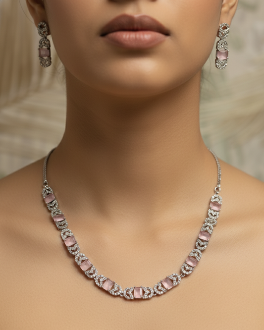 Blush by Suwarnikaa Jewels Premium American Diamond Necklace Set