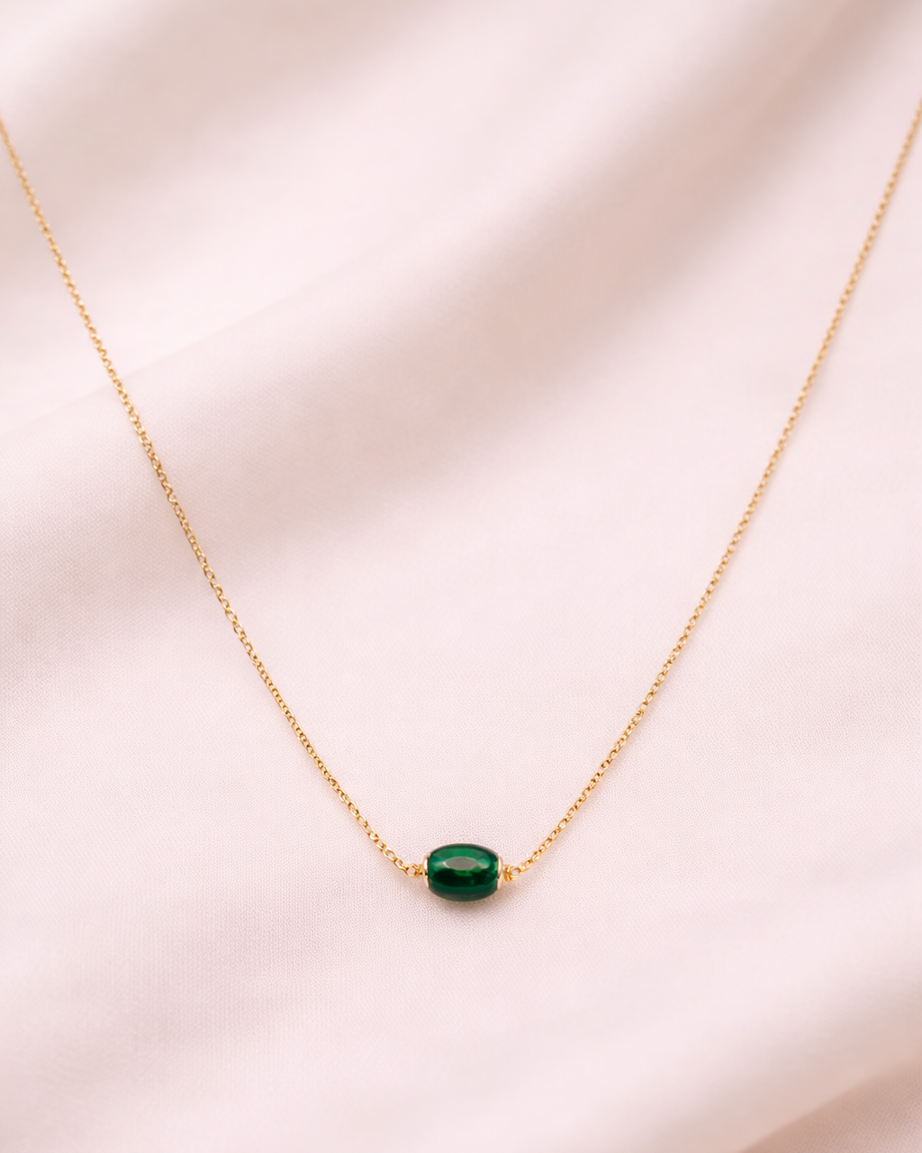 Emerald Drop Neck Chain(18") for Daily & Office Wear By Suwarnikaa Jewels