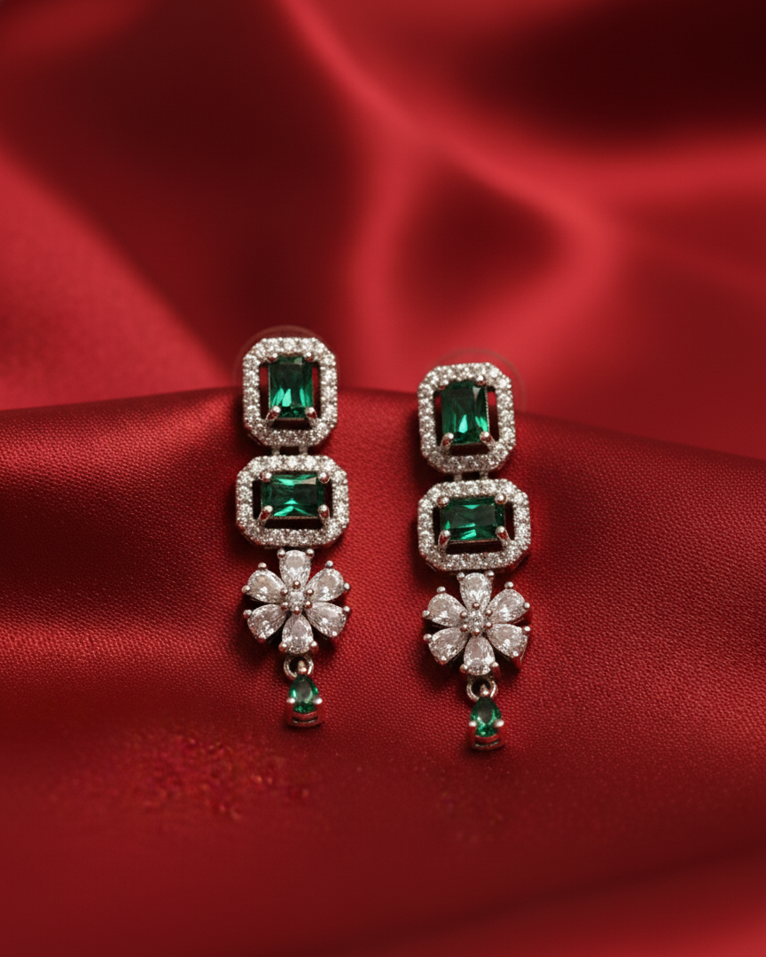 Ishq  Green by  Suwarnikaa Jewels Premium American Diamond Necklace Set