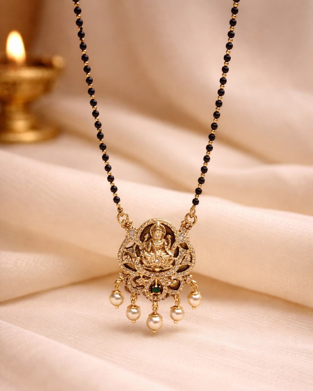 Lakshmi Saumya  – Premium Gold Polish Mangalsutra  by Suwarnikaa Jewels