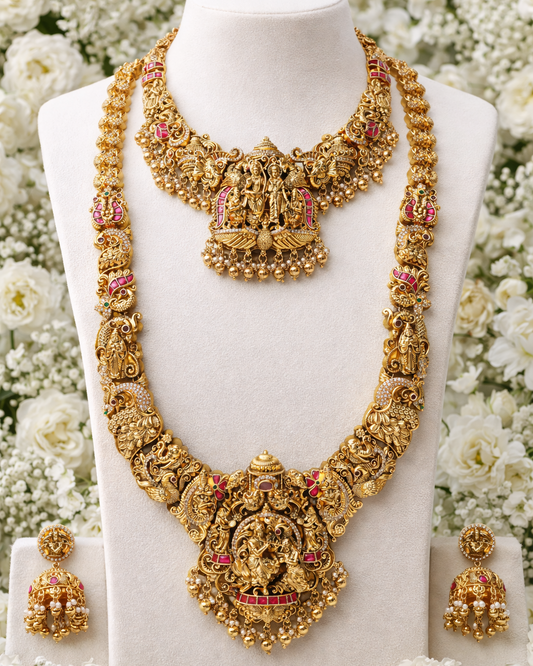 Rama Krishna Mahotsava Bridal Combo – Premium South Indian Temple Jewellery Set By Suwarnikaa Jewels