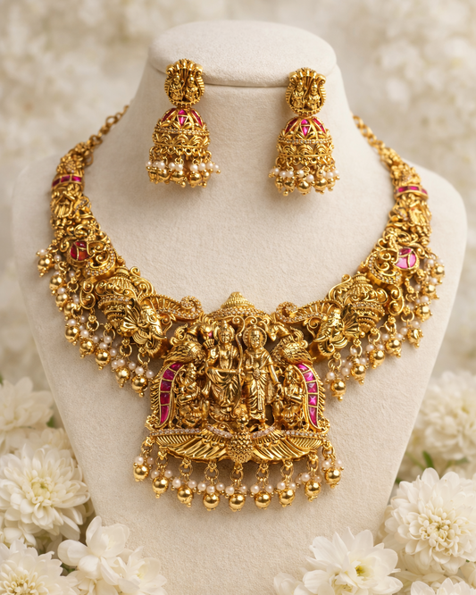 Sri Rama Pattabhisheka Vaibhavam Haaram Premium Temple Jewellery By Suwarnikaa Jewels
