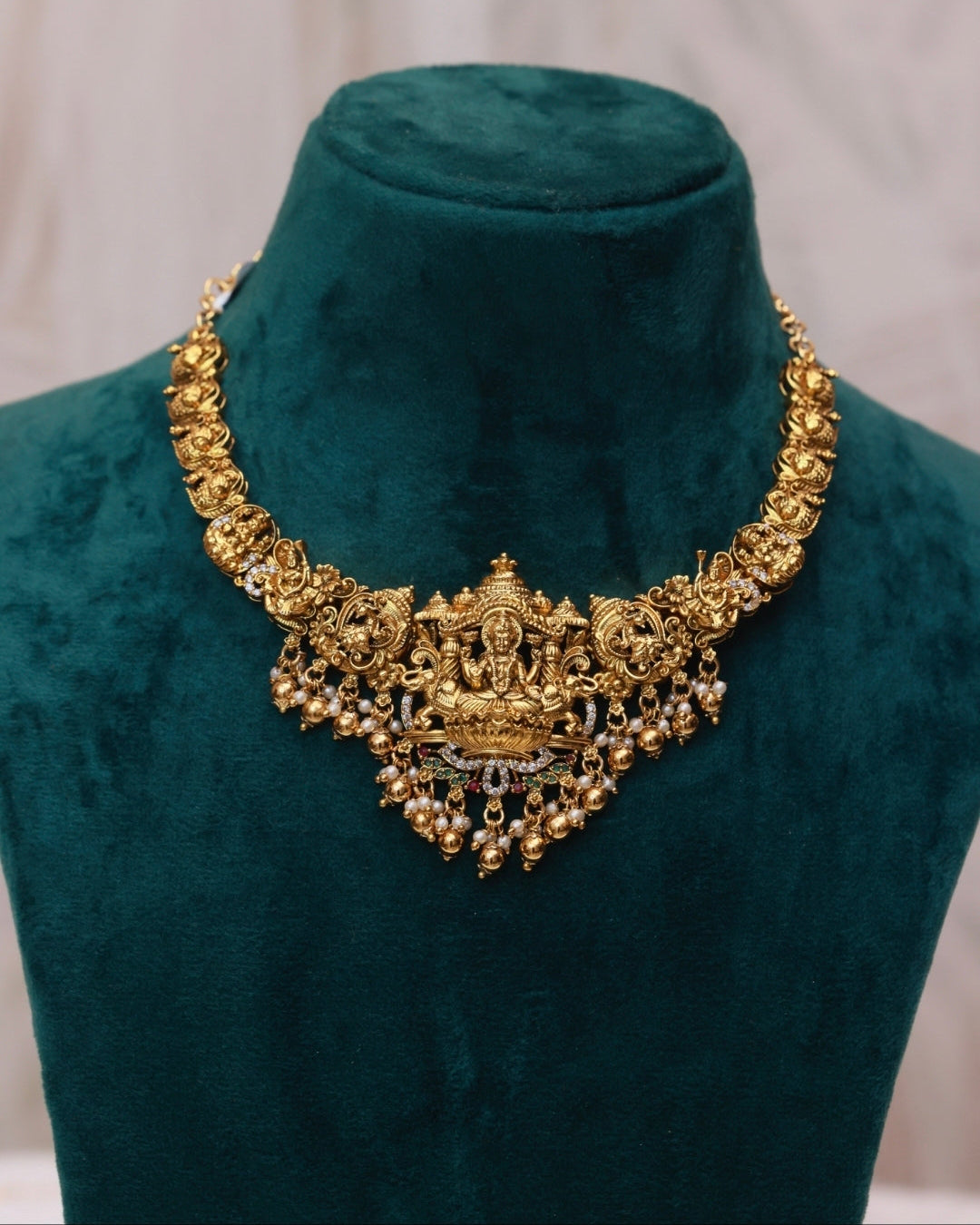 Varalakshmi Haaram Premium Temple Jewellery By Suwarnikaa Jewels