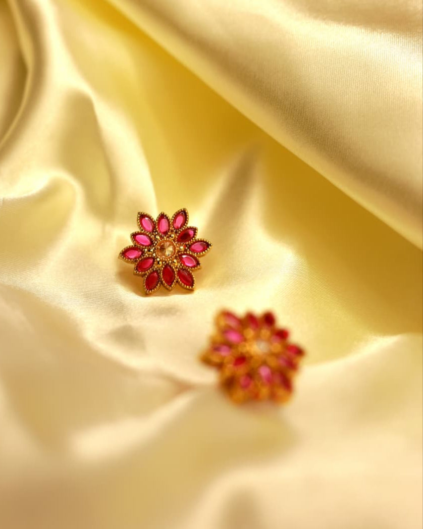 Ruby floral  studs earrings  by Suwarnikaa jewels