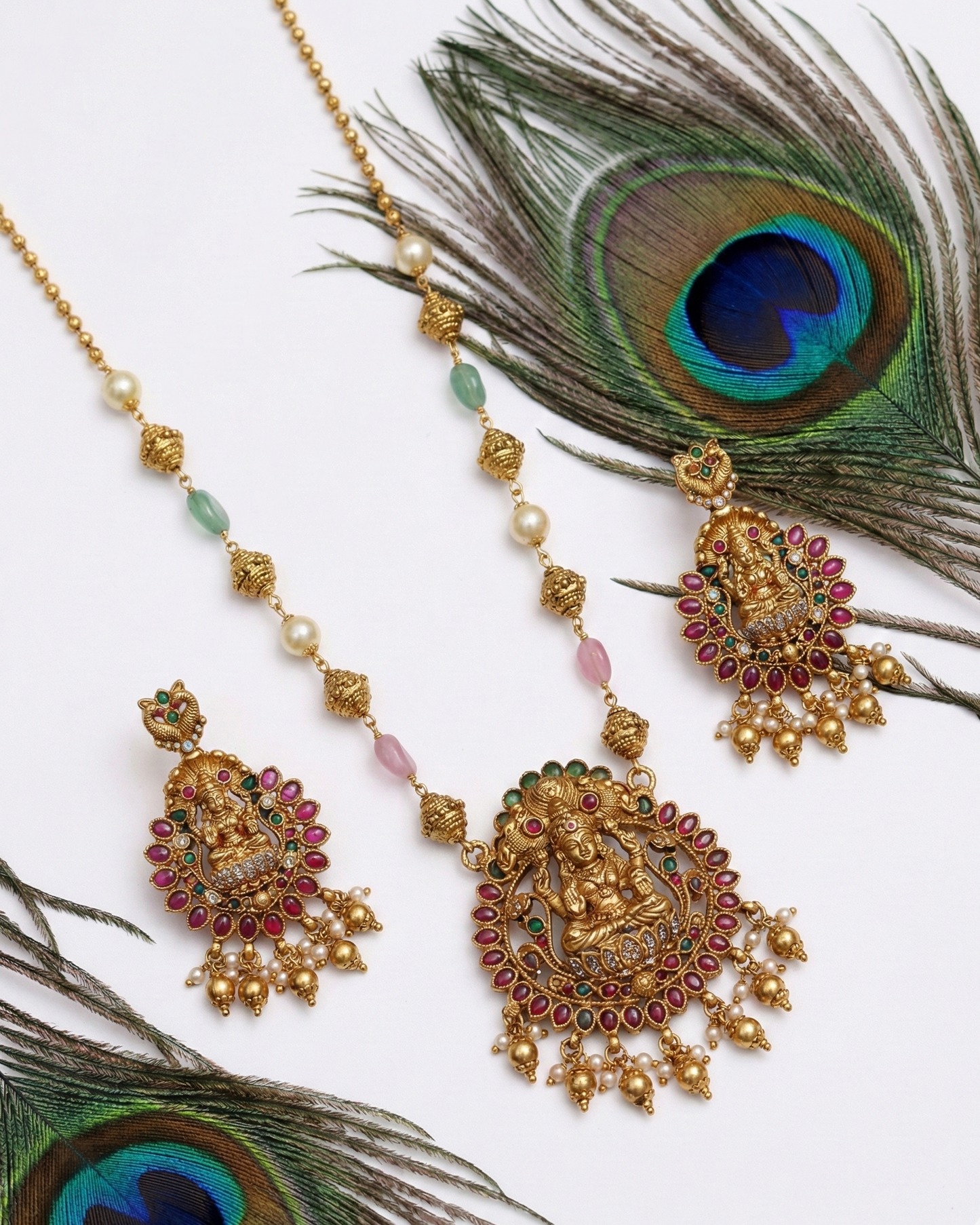 Saanvika Ratna Haaram – Premium South Indian Temple Necklace Set By Suwarnikaa Jewels