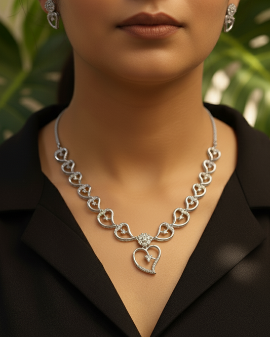 Dilse Silver by Suwarnikaa Jewels American Diamond Necklace Set