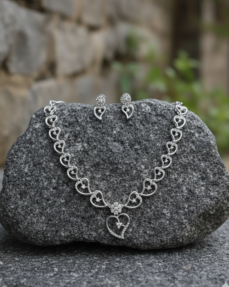 Dilse Silver by Suwarnikaa Jewels American Diamond Necklace Set