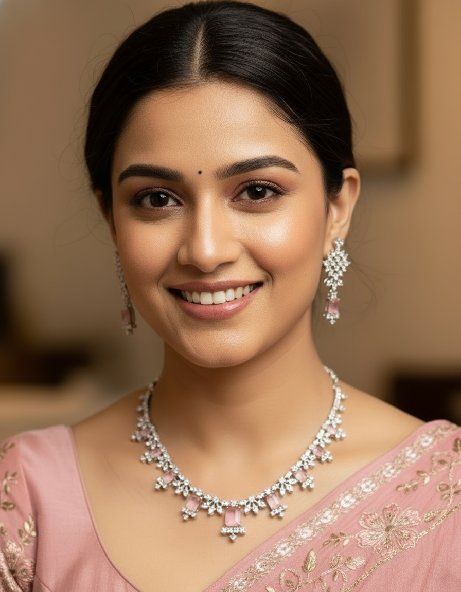 Barbie Luxe by Suwarnikaa Jewels Premium American Diamond Necklace Set