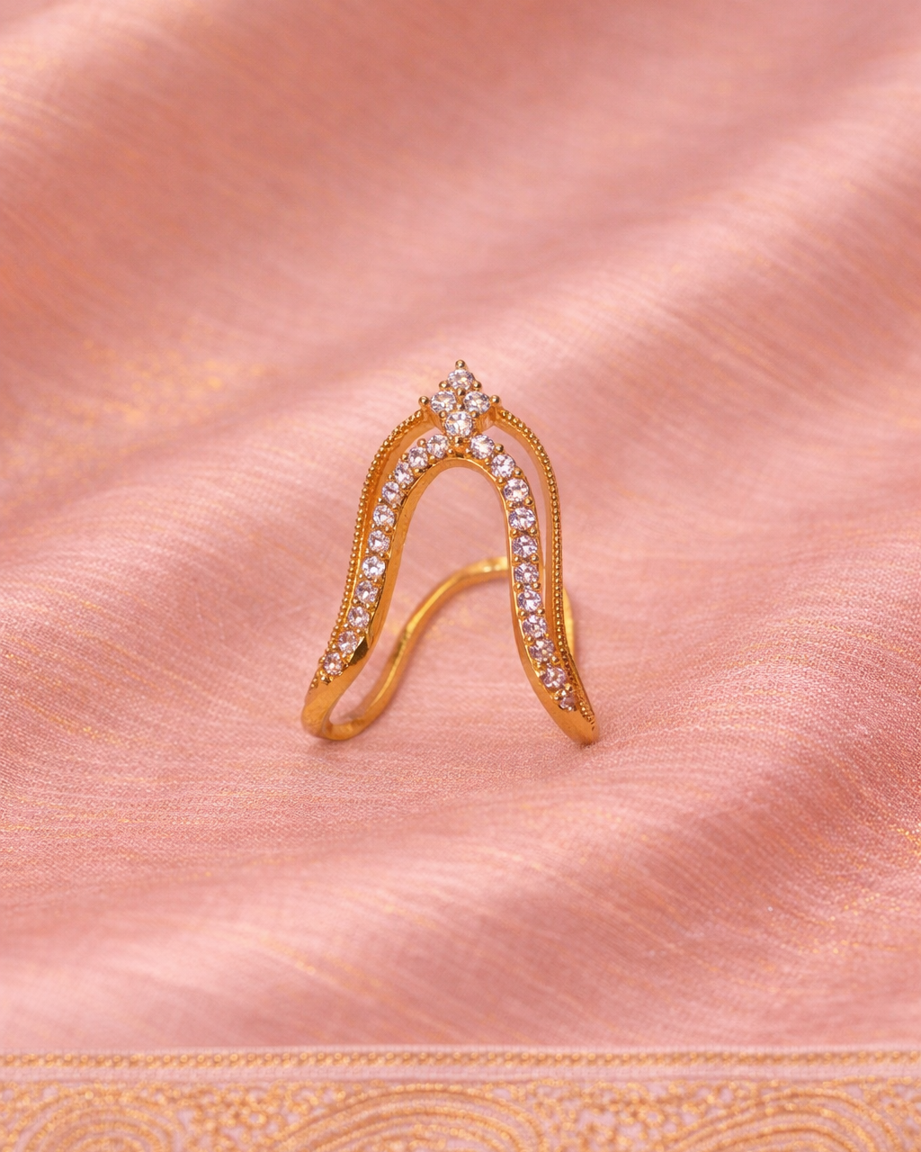 Suhana Crystal Arch Ring (Adjustable) by suwarnikaa jewels