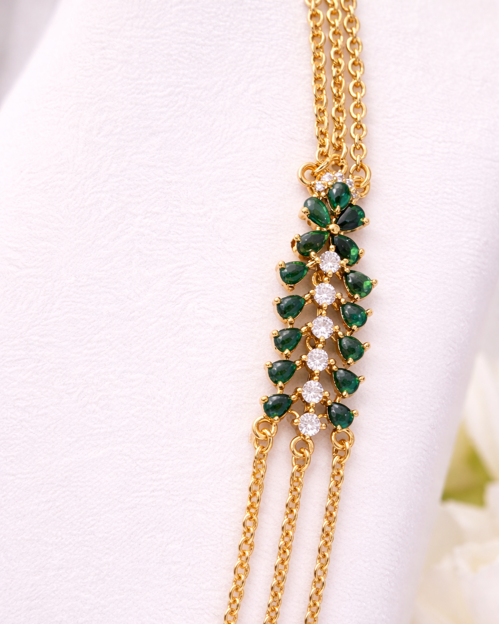 Srivalli Classic Chandra Haram(30"- 3 Line) – Premium Multi-Layer Gold Finish Long Chain Necklace By Suwarnikaa Jewels